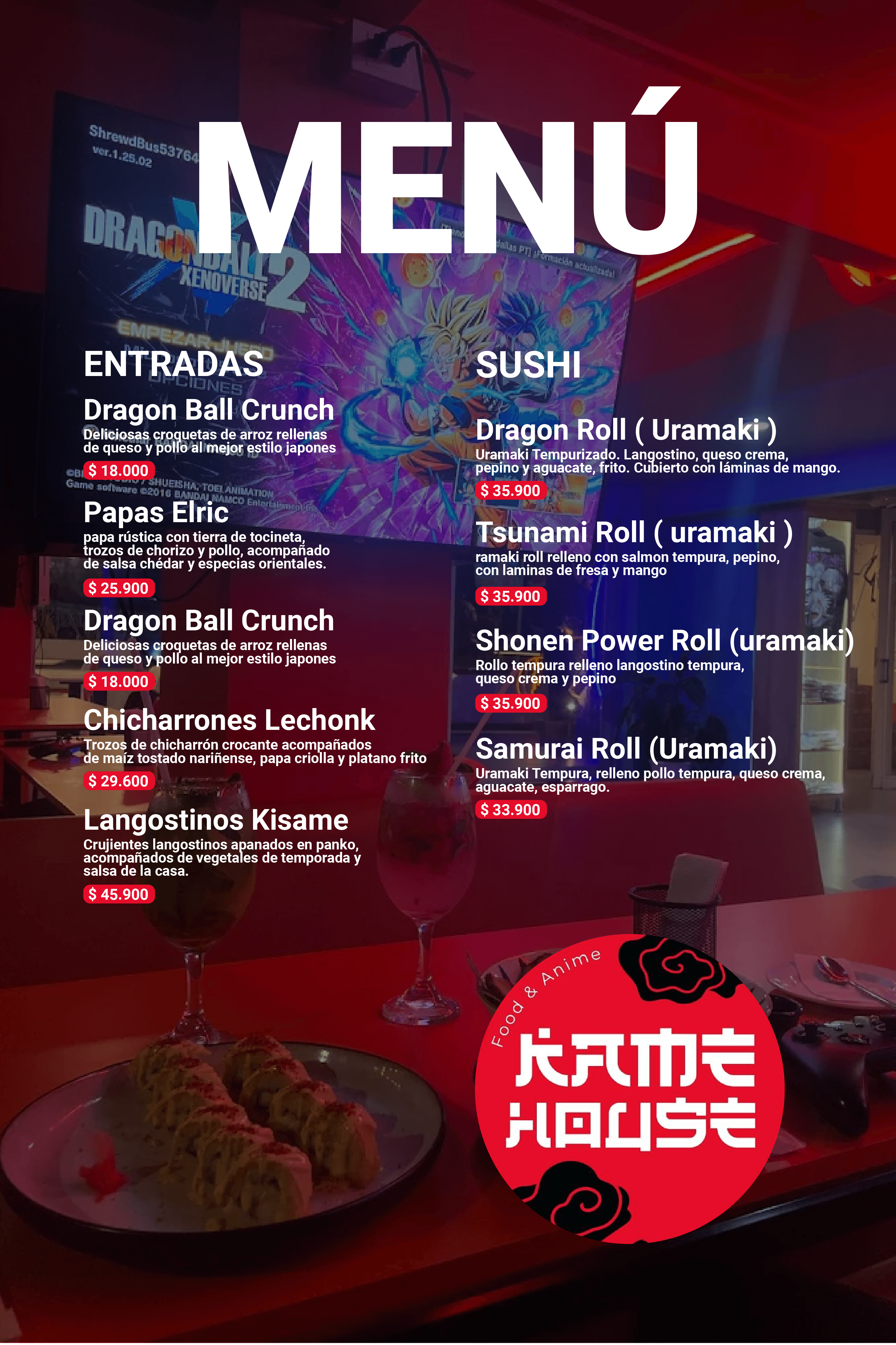 Menú 1 de Restaurante Kame House Pasto